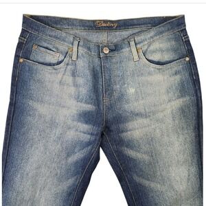 Destiny Jeans Womens Size 13 14 Bootcut Embellished Back Pockets Blue Denim